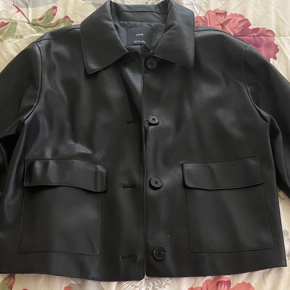 Mango Black Faux Leather Jacket